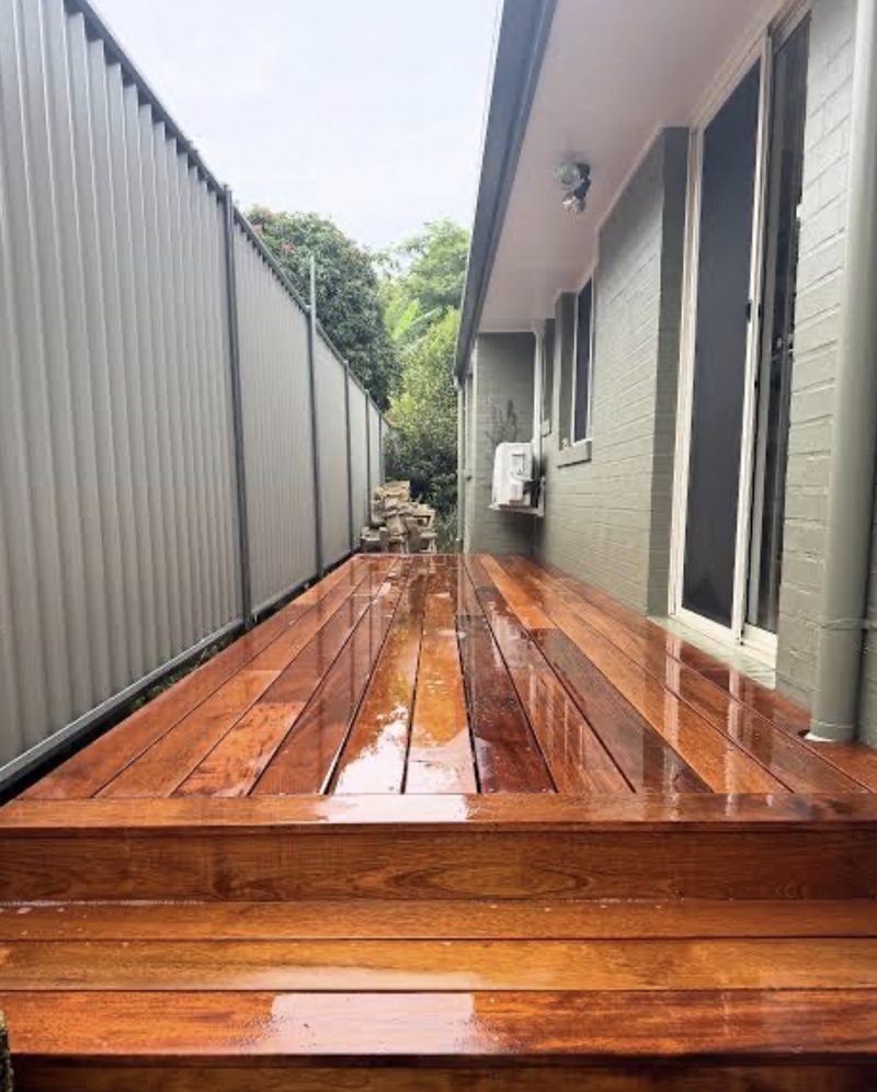 Fresh timber deck along the house